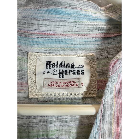 Holding Horses Anthropologie Womens Danova Rainbow Stripe Button Down Size US 0 - Picture 4 of 5